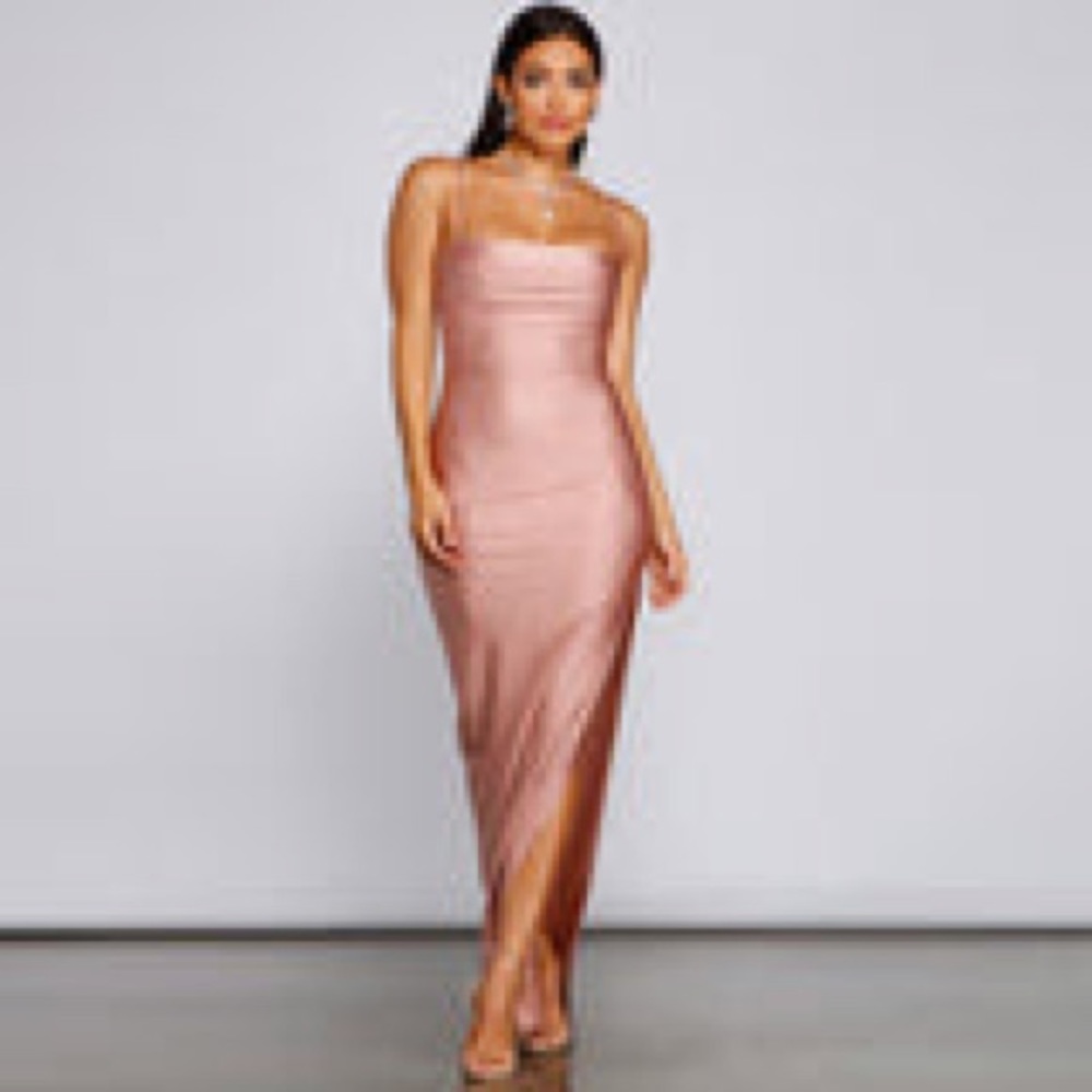 NEW Ella Cowl Neck Satin Dress